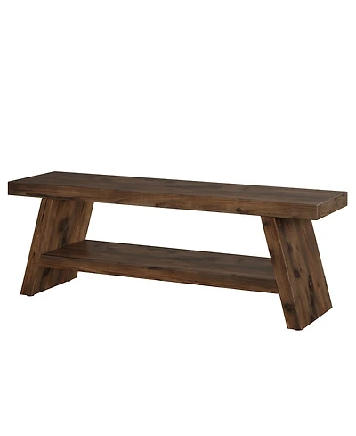 Slickblue Entryway Shoe Bench with 2-Tier Wooden Shelf Design