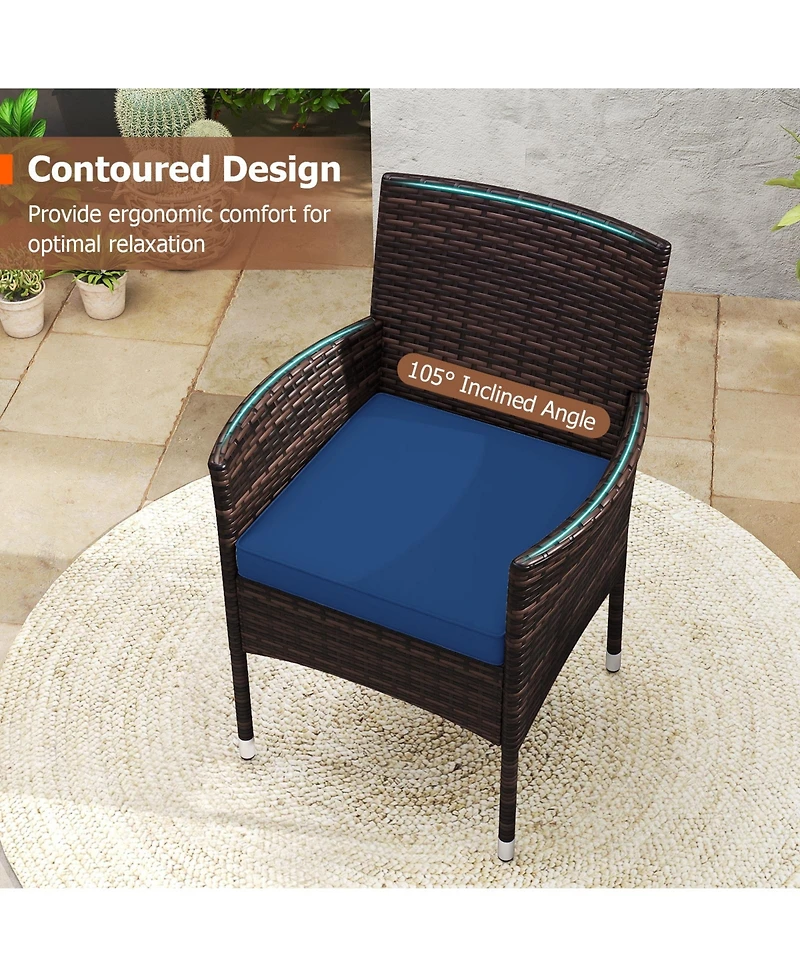 Gymax Set of 3 Patio Furniture Hand-Woven Pe Wicker Conversation w/Armchairs
