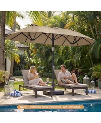 Gymax Double-Sided Patio Umbrella w/Push Button Tilt Crank Handle 3 Air Vents for Pool