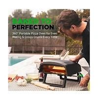 NutriChef Portable Pizza Oven with Rotating Pizza Stone, Rain Cover, Regulator, and Hose - Suitable for Outdoor and Indoor Use