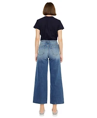 KanCan Women's Shelly High Rise Cropped Wide Leg Jeans