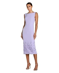 Mac Duggal Women's Crepe Sleeveless Midi Dress With Flower Beading
