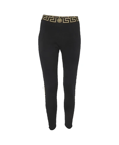 Pre-Owned Versace Women's Grecca Border Band Jersey Gym Leggings