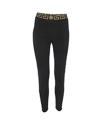 Pre-Owned Versace Women's Grecca Border Band Jersey Gym Leggings