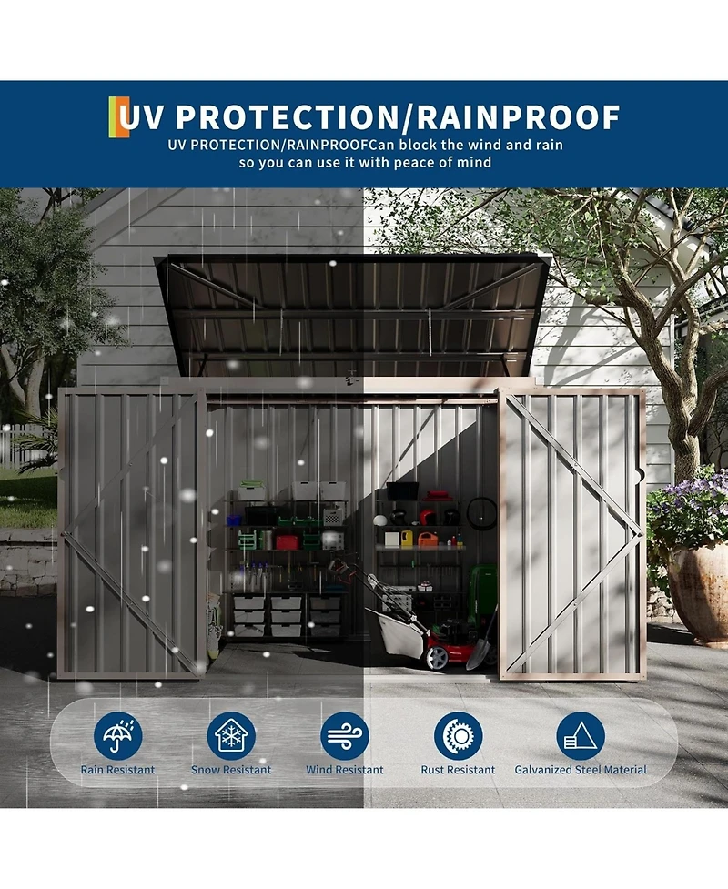 gaomon Heavy Duty Metal Outdoor Trash Can Storage Outdoor Storage Unit - Waterproof and Rust-Resistant Garbage Bin Enclosure - Lockable Chain