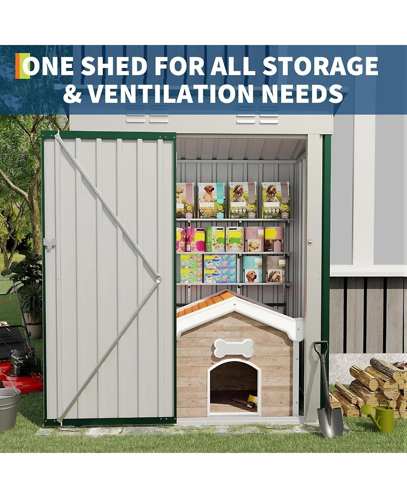 gaomon Outdoor Metal Storage Shed, Garden Tool Metal Shed with Lockable Doors
