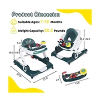 Kinder King 5-in-1 Baby Activity Walker with Music and Lights, Adjustable Height Safety Bumper