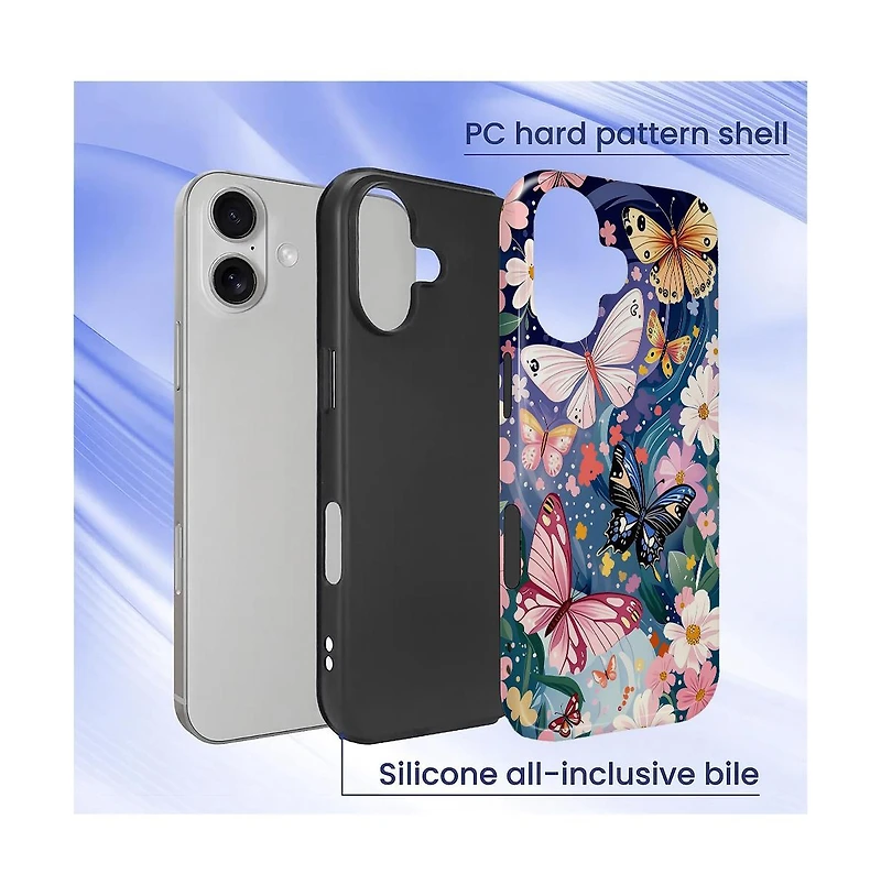 Gonez Case for iPhone 16 Plus, 2-in-1 Dual-Layer Shockproof Protection, Colorful Flower Art Glossy