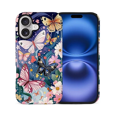 Gonez Case for iPhone 17, 2-in-1 Dual-Layer Shockproof Protection, Colorful Flower Art Glossy