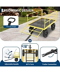 gaomon Heavy Duty 1500 lbs Capacity Steel Garden Cart with Removable Sides All-Terrain Wheels and Atv Trailer Compatibility