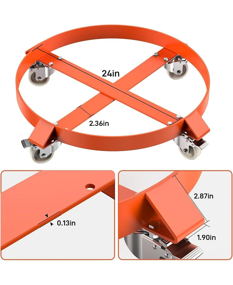 gaomon 2 Pack 55 Gallon Drum Dolly 1000 lb Capacity Heavy Duty Barrel Dolly with Steel Frame 4 Swivel Casters Industrial Drum Cart
