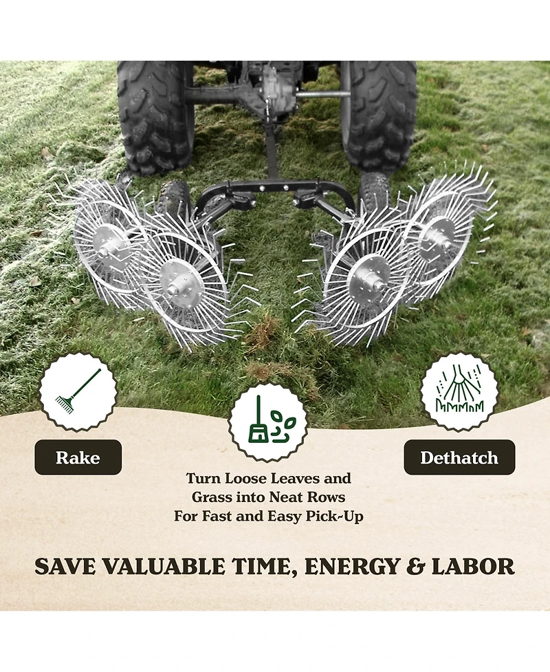 Yard Tuff Acreage Rake, Steel Tow Behind Dethatcher for Lawn and Garden, 48 Inch