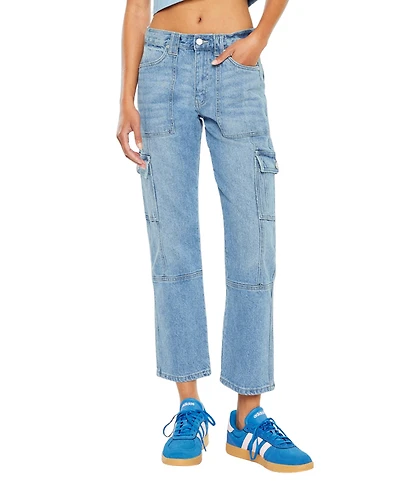KanCan Women's Aaliyah High Rise Slim Straight Cargo Pants