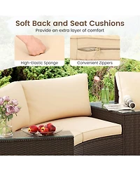 Gymax Set Of 5 Patio Furniture Set w/Tempered Glass Top Side Tables Back and Seat Cushions