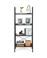 Gymax 4-Tier Ladder Shelf Ladder Bookcase Bookshelf Display Rack Plant Stand