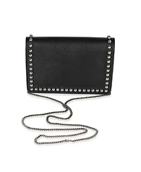 Pre-Owned Fendi Black Vitello Elite and Mink Studded Karlito Chain Wallet
