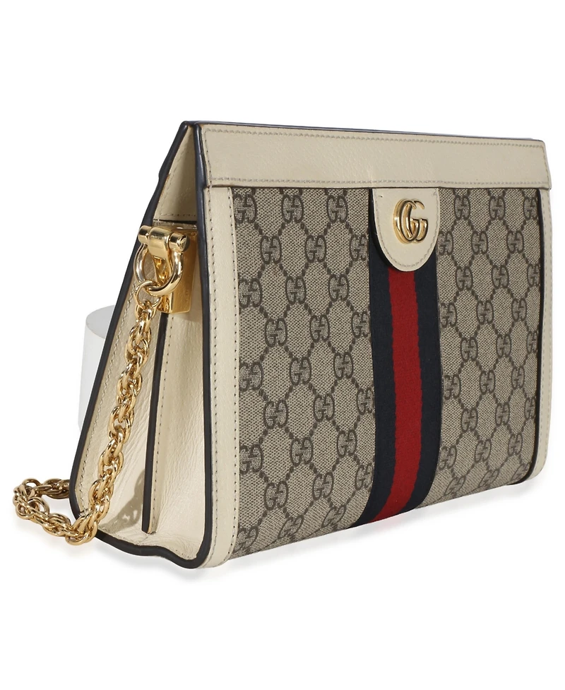 Pre-Owned Gucci Cream Gg Supreme Web Ophidia Gg Small Shoulder Bag