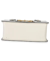 Pre-Owned Gucci Mystic White Calfskin Small Horsebit 1955 Foldover Top Handle Bag
