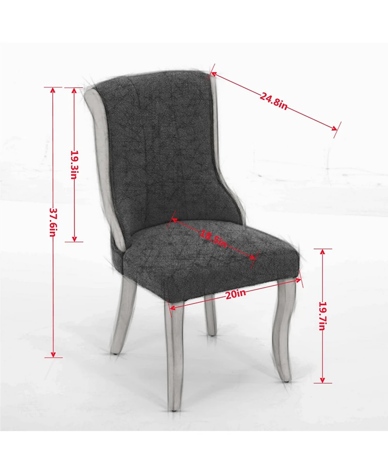 Clihome Snow Velvet Dining Chairs, Mid-Century Style with Curved Wood Trim and Sculpted Legs, Upholstered Comfort for Dining