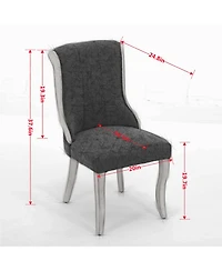 Clihome Snow Velvet Dining Chairs, Mid-Century Style with Curved Wood Trim and Sculpted Legs, Upholstered Comfort for Dining