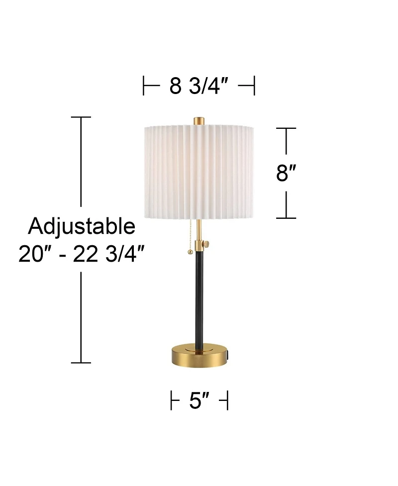 360 Lighting Lenore 22 3/4" High Small Modern Accent Table Lamps Set of 2 Usb Port Adjustable Height Metal Charging