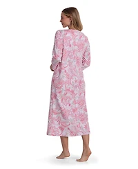 Miss Elaine Women's Long-Sleeve Printed Long Zip Robe