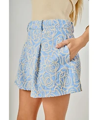 endless rose Women's Embroidred High Waisted Shorts