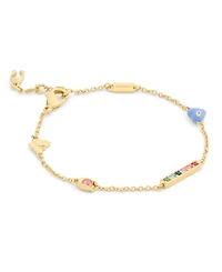 Coach Faux Stone Signature C Enamel Heart Charm Bracelet