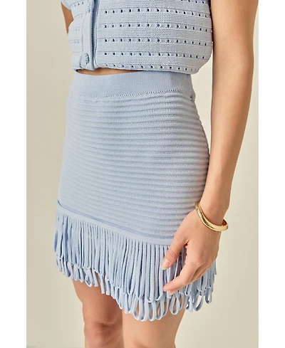 English Factory Women's Knitted Fringe Detail Skirt