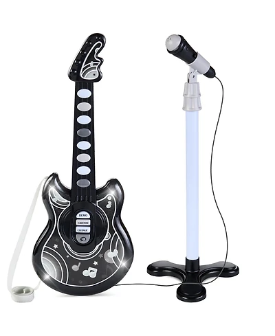 Best Choice Products 19in Kids Flash Guitar, Pretend Play Musical Instrument Toy for Toddlers w/ Mic