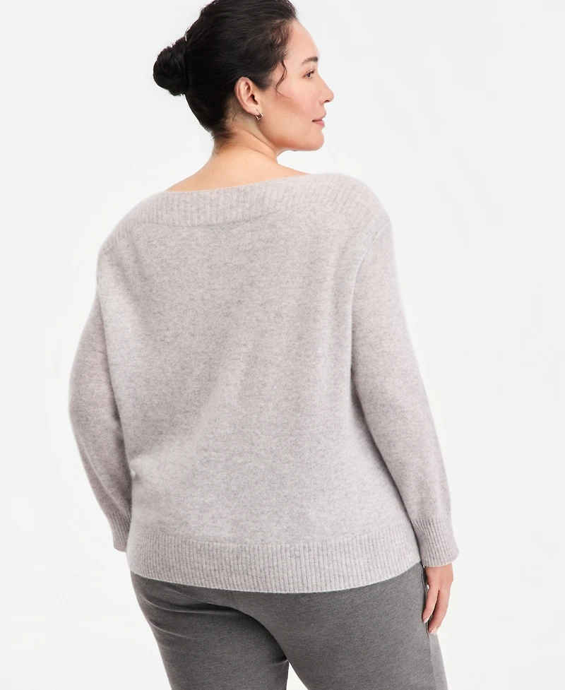 Charter Club Plus 100% Cashmere Boat-Neck Sweater, Macy's Exclusive