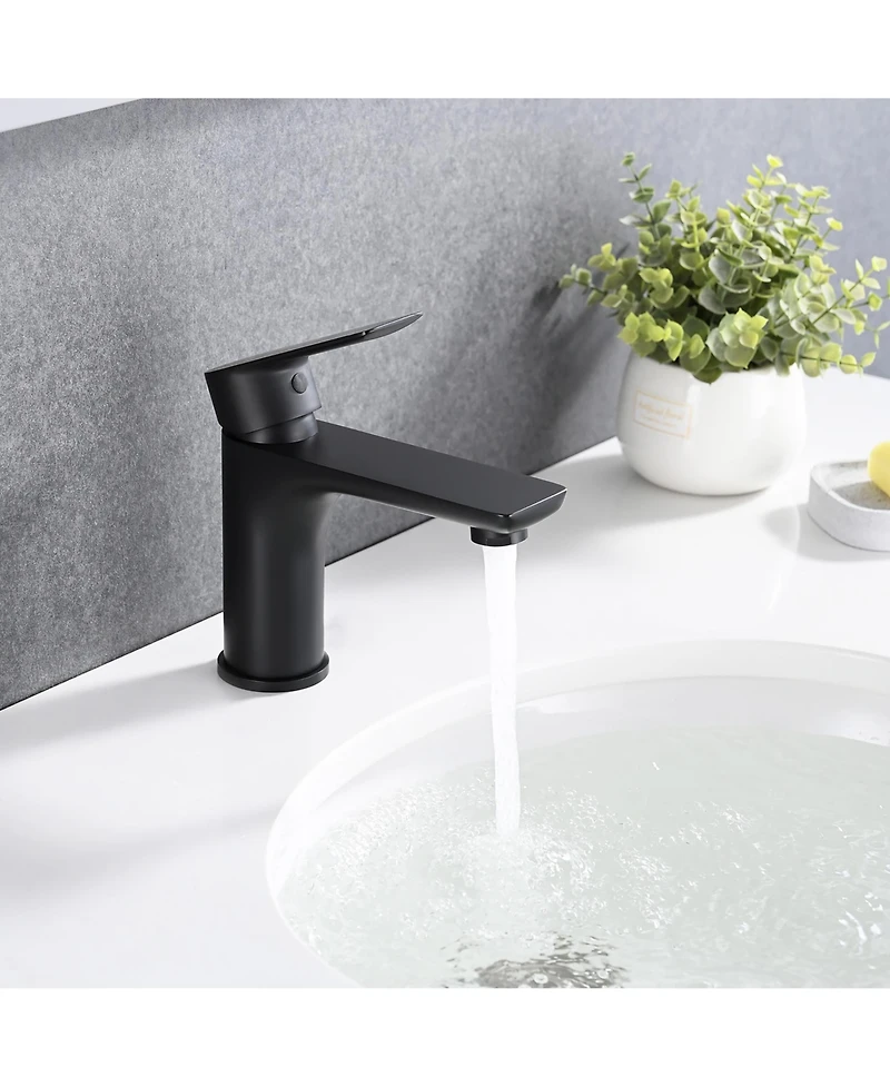 Midola Single Handle Lavatory Basin Sink Faucet with Matte Black Finished, Fingerprints and Water Spot Resistant for Bathroom