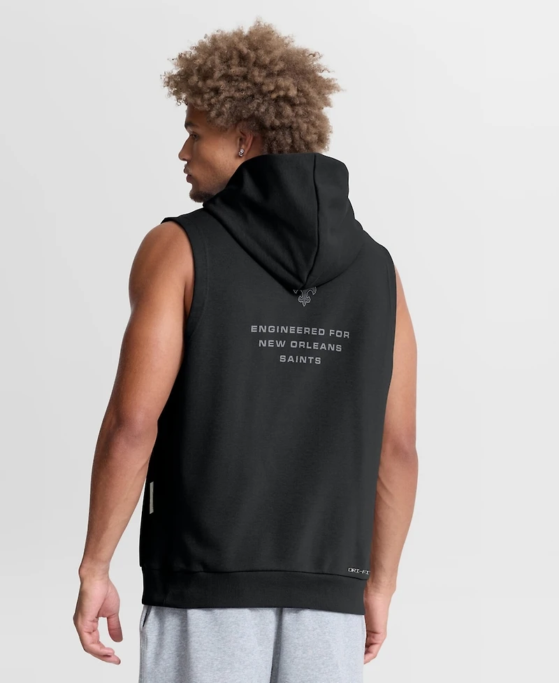 Nike Men's Black New Orleans Saints Sideline Standard Issue Dri-fit Sleeveless Hoodie