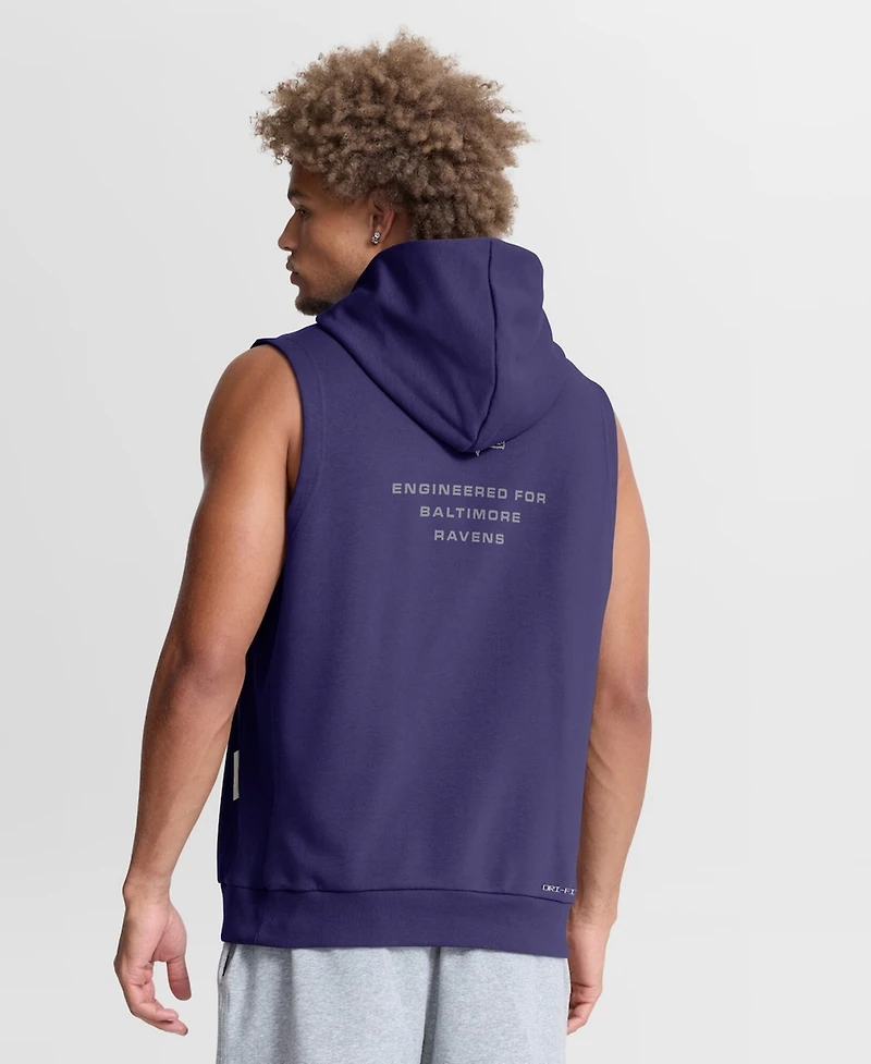 Nike Men's Purple Baltimore Ravens Sideline Standard Issue Dri-fit Sleeveless Hoodie