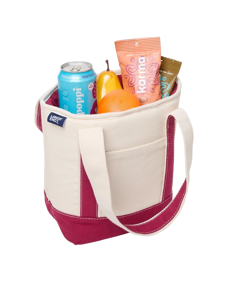Lands' End Small Insulated Tote Bag with Zip Closure, Travel Cooler for the Pool, Park, and Day Trips
