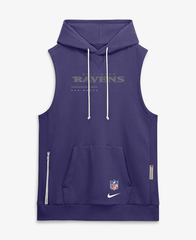 Nike Men's Purple Baltimore Ravens Sideline Standard Issue Dri-fit Sleeveless Hoodie