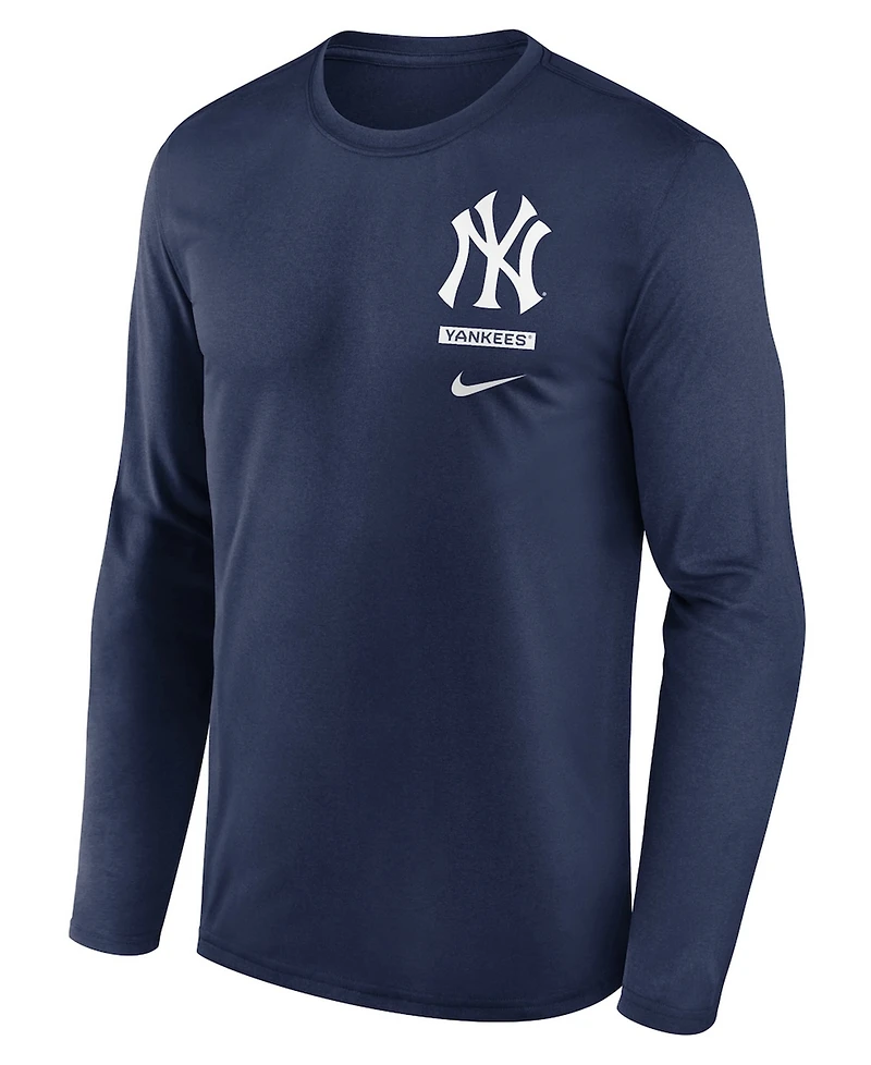 Nike Men's Navy New York Yankees 2-Hit Legend Dri-fit Long Sleeve T-Shirt