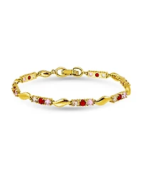 Macy's Round Pink, Champagne, Red Cubic Zirconia and Polish "S" Shape Bracelet
