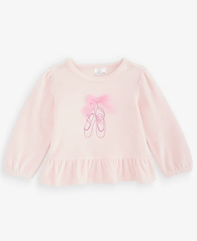 First Impressions Baby Girls' 3M-24M Mix & Match Long-Sleeve Ballet Slippers Velour Peplum Top, Macy's Exclusive