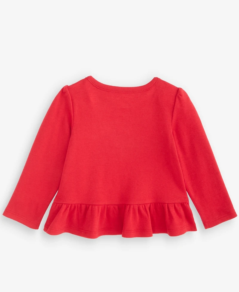 First Impressions Baby Girls' 3M-24M Mix & Match Long-Sleeve Candy Cane Peplum T-Shirt, Macy's Exclusive
