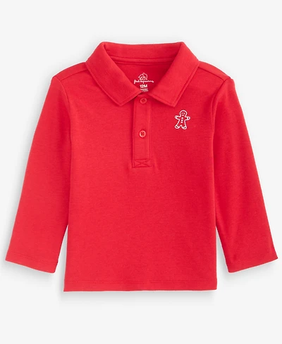 First Impressions Baby Boys' 3M-24M Mix & Match Long-Sleeve Gingerbread Polo T-Shirt, Macy's Exclusive