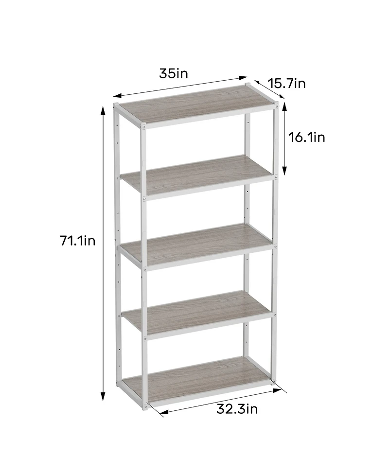 5-Shelf Heavy-Duty Adjustable Garage Storage Shelving, White (35 in. W x 71.1 in. H x 15.7 in. D