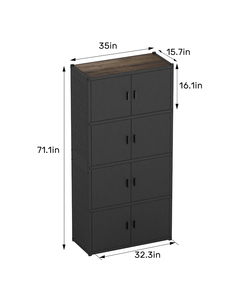 5-Shelf Heavy-Duty Garage Storage Cabinet Tower with Side Pegboards
