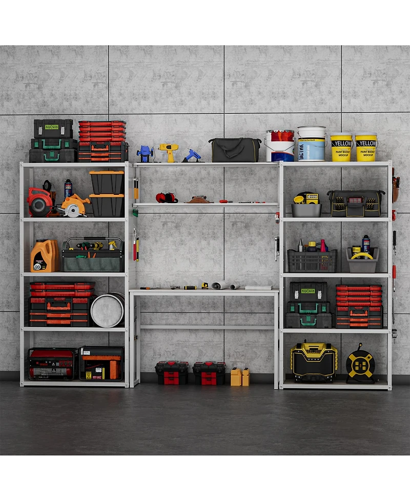Heavy-Duty Garage Storage and Workstation System with Side Pegboards, White (119.8 in. W x 71.1 in. H x 15.7 in. D