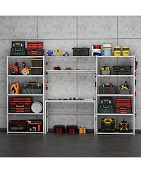 Heavy-Duty Garage Storage and Workstation System with Side Pegboards, White (119.8 in. W x 71.1 in. H x 15.7 in. D