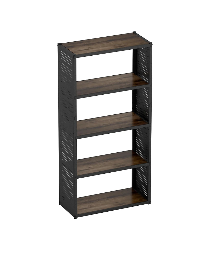 5-Shelf Heavy-Duty Adjustable Garage Storage Shelving with Side Pegboards