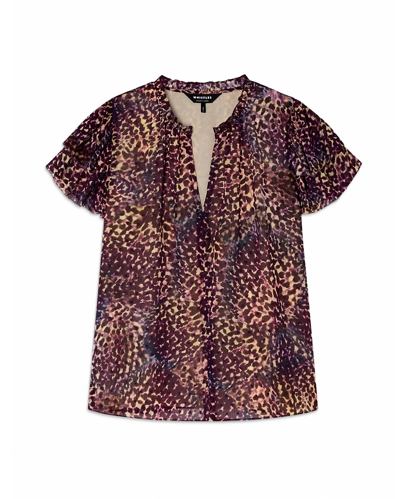 Whistles Women's Orchid Print Dobby Top