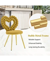Rainsken Velvet Dining Chairs Set of 2, with Bubble Back, Upholstered Accent Chairs with Metal Legs, for Dining Room, Living Room, Bedroom