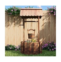 Aoxun 22-Inch Cedar Wood Flower Pot in with Carbonized Finish, Rustic Garden Decor