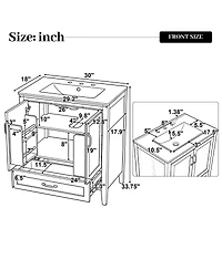 Sillysis 30 Inch Bathroom Vanity with Sink, Freestanding Wood Cabinet, Soft Close Drawer, Farmhouse Storage for Small Bathrooms